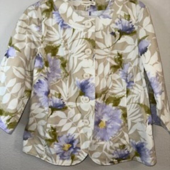 Coldwater Creek Floral Jacket 3/4‎ Sleeve Romantic Fairy Core Career - Picture 1 of 4